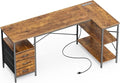 Huuger L Shaped Office Desk with Power Outlets & 3 Drawers by Huuger