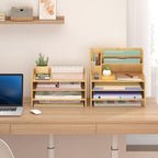 Bamboo File Organizer for Desk, Desktop Paper Tray and Mail Holder - Image 4