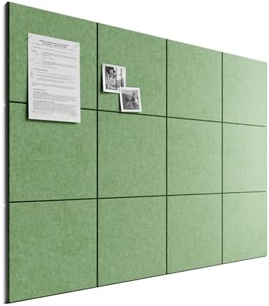 Bumusty 48"x 36" Large Felt Bulletin Board Tiles, Botanical Green by BUMUSTY