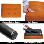CAROLMADE Ottoman Foot Rest, Suede Small Ottoman Foot Stool with Legs Modern Footstool Ottomans for Living Room Entryway Office, Orange - Image 5