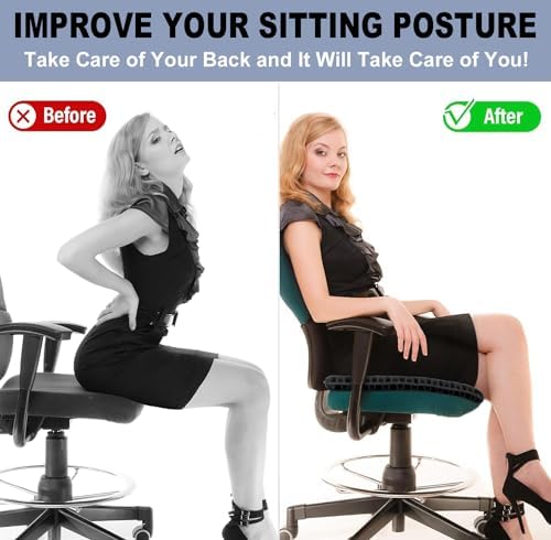20" Gel Seat Cushion for Long Sitting(Jumbo&Thick) – Office Chair Cushion – Wheelchair Cushions for Pressure Sores – Non-Slip Desk Chair Car Seat Cushion Driving – Sciatica & Back Pain Relief - Image 6