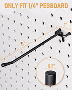 INCLY 60 Pack 6 Inch Black Pegboard Hooks, 1/4" Heavy Duty - Image 4