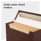 Smead Flip Top File Box, 10" x 3.7" x 13", Brown Vegan Leather, Gold Metal Nameplate (70234) - Image 4