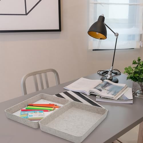 Welaxy 2pc Letter Size Felt File Folder Holder Oatmeal Document Paper Tray - Image 3