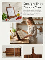 Acacia Wood Cookbook Stand, 15.7 x 11.8 in, Removable Serving Board - Image 3