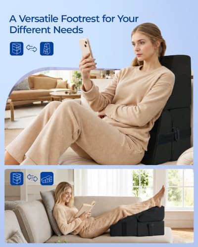 Kayfia Adjustable Heights Foot Rest for Under Desk at Work, Black - Image 4