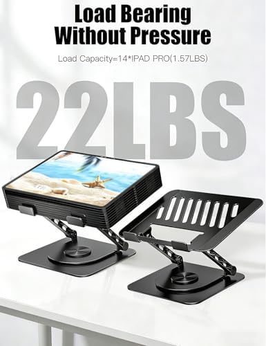 Adjustable Laptop Stand with 360 Rotating Base, Computer Stand for Laptop Ergonimic Foldable Laptop Riser for Desk Compatible with MacBook Pro/Air Notebook up to 16 Inches, Black - Image 5