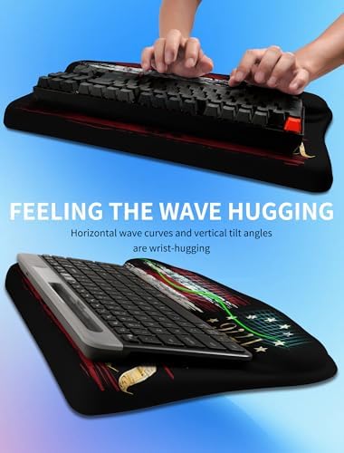 Ergonomic Wave Wrist Rest with Keyboard Stand, Cushioned Palm Rest, Comfortable Integrated Memory Foam for Natural Typing and Relieve Wrist Pain, US Flag - Image 4