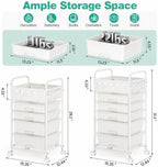 SYKIARIOL 4 Drawer Rolling Storage Cart with Pegboard Top and Hooks, White - Image 2