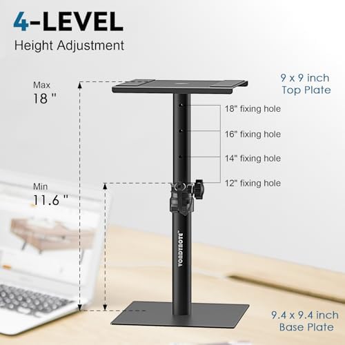 Vondynote Set of 2 Desktop Studio Monitor Speaker Stands Bookshelf Speaker Stands - Image 4
