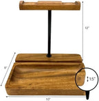 Dual Headphone Stand, Acacia Wood Holder for 2 Headsets, Phone & Tablet - Image 5