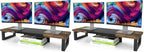 WESTREE Dual Monitor Stand Riser, Wood and Steel Multi-Purpose Desktop Storage Stand for 2 Monitors for Computer, Laptop, Printer, TV, Rustic Brown (Pack of 2) by WESTREE