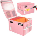 TOMKID 5200°F Fireproof Document Box, Fire Important Document Organizer with Lock, Upgraded Heat Insulated Filing Storage Cabinet Office Organization (5200°F Fireproof Box, Pink) by Aobteeny
