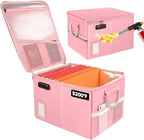 TOMKID 5200°F Fireproof Document Box, Fire Important Document Organizer with Lock, Upgraded Heat Insulated Filing Storage Cabinet Office Organization (5200°F Fireproof Box, Pink) by Aobteeny