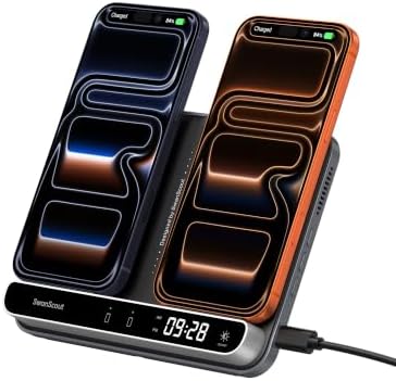 Dual Phone Foldable Wireless Charging Station for iPhone, Galaxy, Pixel by SwanScout