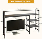 HavenlyYouth Desk Shelf, 45.4 Inch Wood Desk Organizer Shelf for Computer Monitor, Desk Hutch Storage, Desktop Shelf for Top of Desk, 3 Tier Desktop Bookshelf for Home Office Dorm, Black - Image 3