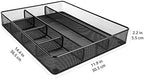 Amazon Basics Mesh Desk Drawer Organizer with 6 Compartments, Non-Slip Office Supplies Storage for Pens and Accessories, Black - Image 4