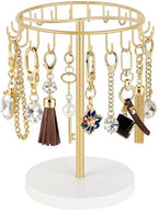 Dahey Keychain Holder Display Stand for Vendor, 22 Hooks Organizer for Desk and Rotating Necklace Holder, Metal Jewelry Display Stand with 22 Hooks - Image 2
