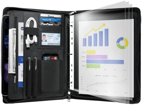 Padfolio Portfolio Binder, 3-Ring Binder with Zipper, Business Folder by Mymazn