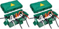 Hrensaw Medium Outdoor Electrical Box(10.6x5.7x4.9inch),Weatherproof Connection Box w/6 Cable Entry,IP54 Waterproof Extension Cord Cover Protect Power Strip,Timer,Plug,Holiday Lights,Green (Pack of 2) by Hrensaw