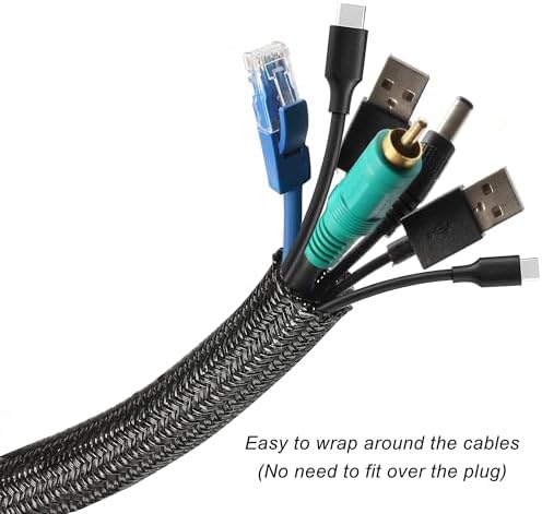 Cable Management Sleeve, Split Design, 25FT - 1.25 Inch, Black - Image 2