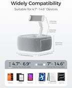 LULULOOK Tablet Pillow Stand, Compatible with iPad, iPhone and 4.7-14.6”Tablet, 360° Adjustable Kindle Pillow Stand for Bed with Ultra Fluffy Fabric & Snack Bowl (Fluffy Gray​) - Image 7
