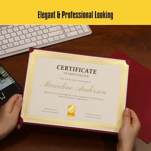 Single Sided Certificate Holders for Letter Size, 8.5 x 11 Bulk Award Certificate Cover for Graduation,Diploma, Documents, Marriage,Employee Appreciation, School,Office, Business (Burgundy, 100CT) - Image 2