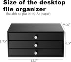Svartur Metal Desk Top Drawers, Small Table Organizer with 3-Drawer Storage Organizer for A4 File, Desk File Storage Organization for Office, Home, No Assembly Required, Black - Image 3