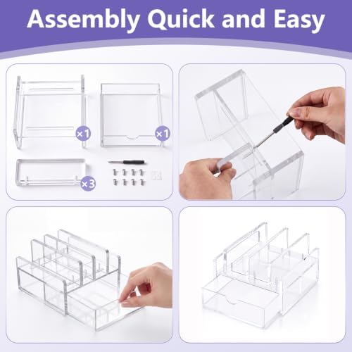 Chunful Acrylic 5-Slot Laptop Stand with Drawer, Adjustable Dividers - Image 4