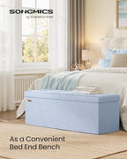 SONGMICS Foldable Storage Ottoman with Flipping Lid, 43.3 Inch Velvet Bench - Image 3
