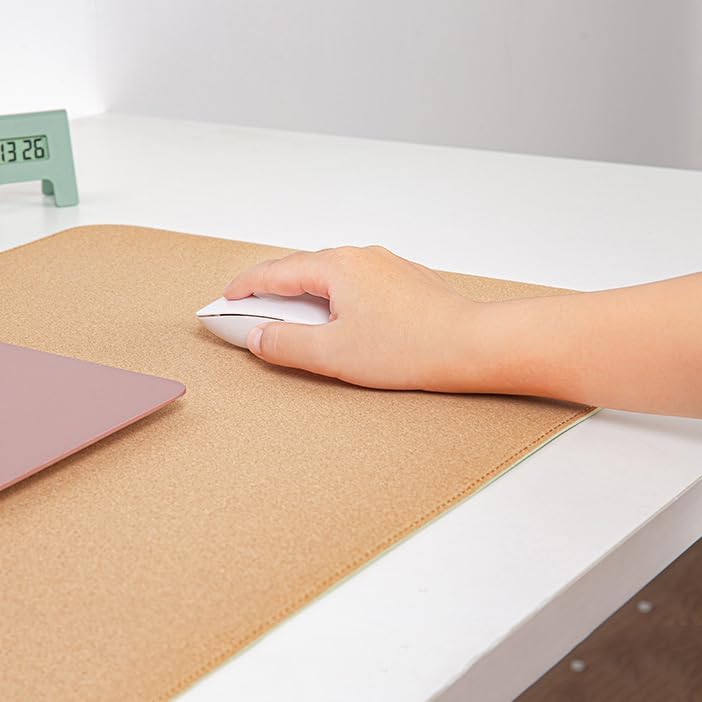 Ruby Lil Natural Cork & PU Leather Dual Side Mouse Pad Laptop Desk Table Protector Desk Writing Pad,Blue,100x50cm - Image 2