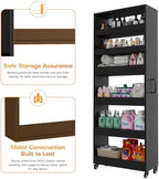 Slim Storage Cart, Lightweight 6 Tier Metal Rolling Utility Kitchen Cart on Wheels, Mobile Storage Shelving Unit Organizer for Bathroom Laundry Office Narrow Places (Black, 10" D) - Image 6