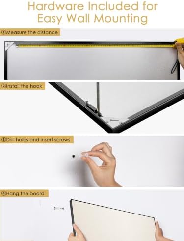 Lightomorrow Bulletin Board 40 x 30 inches, Oatmeal White Pin Board Vision Board, Black Aluminum Framed Fabric Cork Board with 10 Push Pins, Black Framed - Image 7