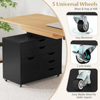 DREAMADE Rolling File Cabinet, 5-Drawer Filing Cabinet, Black - Image 5