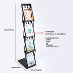 Polmart Portable Floor Display Rack for Magazines, Brochures & Flyers (Adjustable 4-Tier, Black) - Image 2