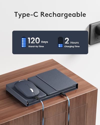 Foldable Keyboard and Mouse, Samsers Folding Bluetooth Keyboard Combo, 2.4G + BT5.0 x 2, Full-Size Portable Travel Keyboard & Rechargeable Wireless Mouse for Windows Android iOS Mac OS, Midnight - Image 6