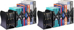 2PCS Adjustable Bookends, Metal Book Ends for Heavy Book, 2 Dividers, Nonslip Book Stander for Desk, Shelf, Office, Stationery Gift, Extends up to 19 inches (Black) (Pack of 2) by OMEYA