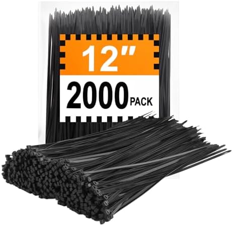 Zip Ties 12 inch (2000 Pack), 45 lb, Black Wire Ties, UV Resistant Cable Ties for Outdoor Use, LOCKLOCK by Unknown