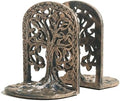 Tree of Life Bookends Set Heavy Duty Metal Book Ends for Shelves | Antique Brass Iron Decorative Bookend Pair for Home, Office, Library or Study | Elegant Vintage Style Book Holder Décor by ANONYO