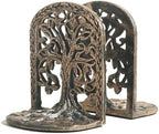 Tree of Life Bookends Set Heavy Duty Metal Book Ends for Shelves | Antique Brass Iron Decorative Bookend Pair for Home, Office, Library or Study | Elegant Vintage Style Book Holder Décor by ANONYO