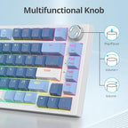 Guffercty kred 75% Percent Blue Keyboard Gasket Mount with Knob, Hot-swappable RGB Wired Mechanical Gaming Keyboard Programmable for Mac/Win (82 Sea Fog Blue) - Image 5