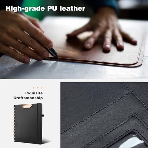 Ospelelf Clipboard with Storage Spiral Clipboard Folio for Letter Size,Organizer Folder with Zipper Pouch and 5 Dividers,Leather Portfolio for Office, School Black - Image 6