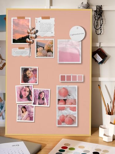 Fabric Bulletin Board 30x20 inches, Golden Aluminum Framed Wall Pin Board - Image 5