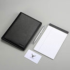 HISCOW Slim Leather Junior Padfolio, 5x8 Notepad Cover, Pebbled Black - Image 2