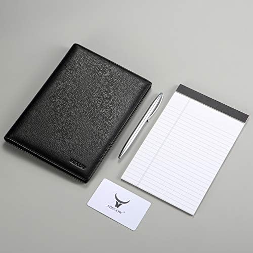 HISCOW Slim Leather Junior Padfolio, 5x8 Notepad Cover, Pebbled Black - Image 2