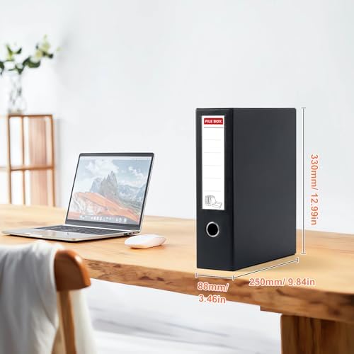 Storage File Boxes 4 Pack, Foldable File Box with Clip, 88mm Spine, Black - Image 5