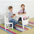 Kids Solid Wood Table & 2 Chairs Set with Dual Side Storage Cubbies - Image 2
