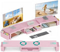 OPNICE Desk Organizer and Accessories, Computer Monitor Stand Riser with Drawer and 2 Pen Holders, Laptop Stand, Office Desk Accessories for Office Supplies, Pink by OPNICE