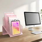 Sinboun Inclined Desk File Organizer Folder Holder with 8-Section, Pink - Image 5