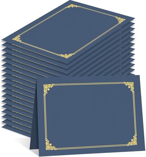HAUTOCO Certificate Holders 50 Packs Navy Blue Diploma Covers Gold Foil Border Diploma Holders for Letter Size 8.5x11 Award Certificates, Cardstock, Document Papers by HAUTOCO